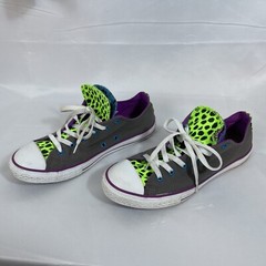 Converse All Star Junior Size 6 Charcoal Gray Double Leopard Tongue 640544F