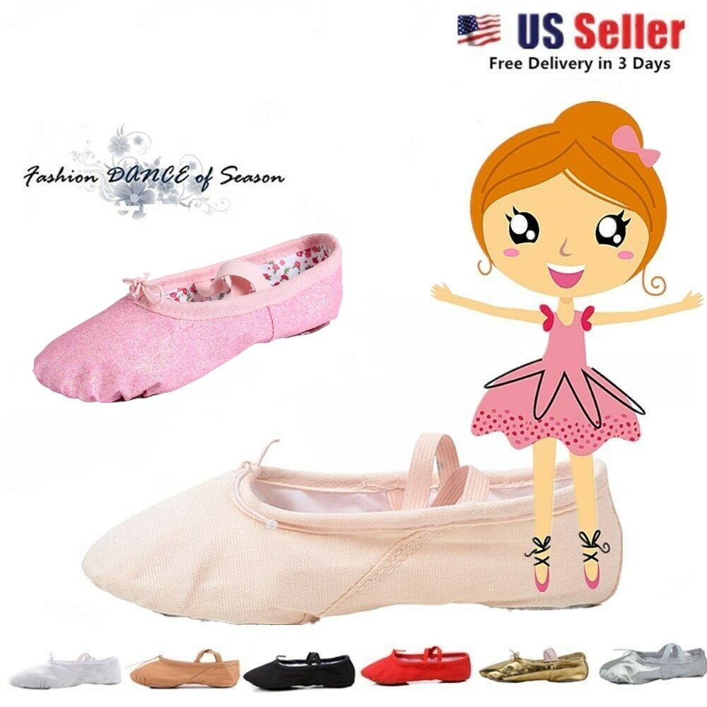 Nexete Canvas Leather Ballet Dance Slipper Shoes For Toddler Kids & Girl