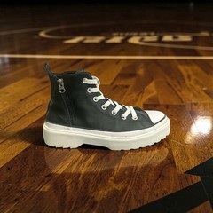 Converse Lugged Lift Platform Black Leather Zip Sneakers Youth Size 6.5