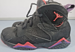 Nike Air Jordan 7 Retro GS Raptors 2012 Kids Size 12C Black Purple 304774-018