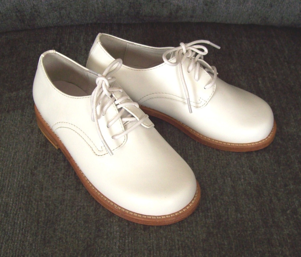 STRASBURG Classic PARKER White Leather Dress Saddle Shoes Unisex Kids Sz 12