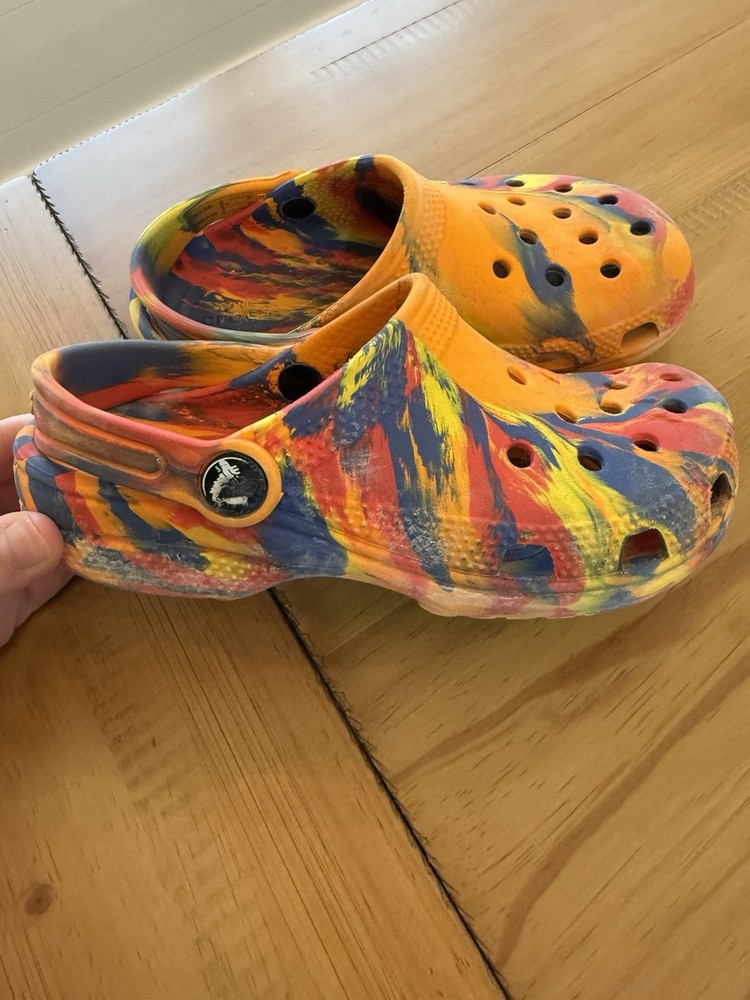 Crocs Classic Slip On Orange Tie Dye Clogs C13