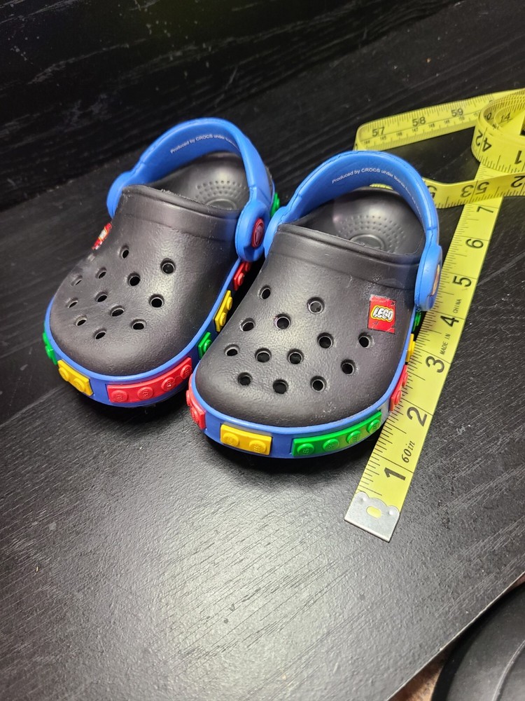 Crocs Classic Legos Black Slip On Clogs Baby Toddler Size C 4/5