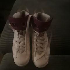 Jordan Air Jordan Kids White Maroon High Top Athletic Basketball Sneakers