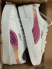 PUMA Jada Holo Jr White Pink Silver Unisex Kids Sneaker 5.5C Holographic
