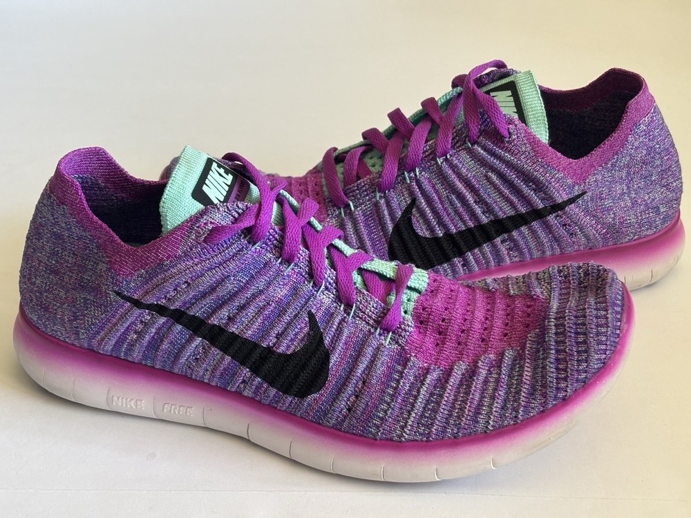 👟 Nike Free RN Flyknit Youth Running Shoes 6Y Pink Purple Teal GS 834363-500