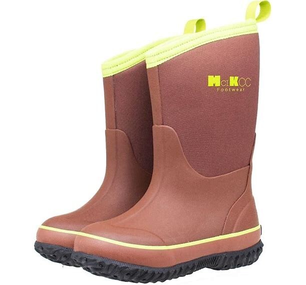 MCIKCC Kids Rubber Rain Boots, Waterproof Solid Classic Pull On Snow Wellies Boo
