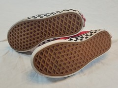 Red Vans With Checked Sole Youth Size 3 EU Size 34
