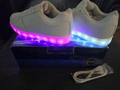 ATS MD5102 White LED Light Up Athletic Shoes USB Charging Kids US 4.5 EU 36