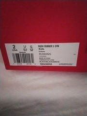 REEBOK RUSH RUNNER 5 SYN KIDS SIZE 2 BLACK LACE UP NEW IN BOX