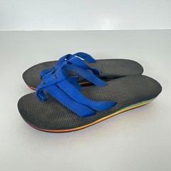 SEE CONDITION & MEASUREMENTS Vintage 70s Rainbow Stripe Beach Flip Flops Kids