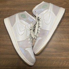 Kid’s Air Jordan 1 Retro High White Metallic Silver Size 7Y 2008 (332148-101)