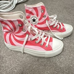 Converse Chuck Taylor All Star High Top Pink White Swirl Canvas Sneakers US 6