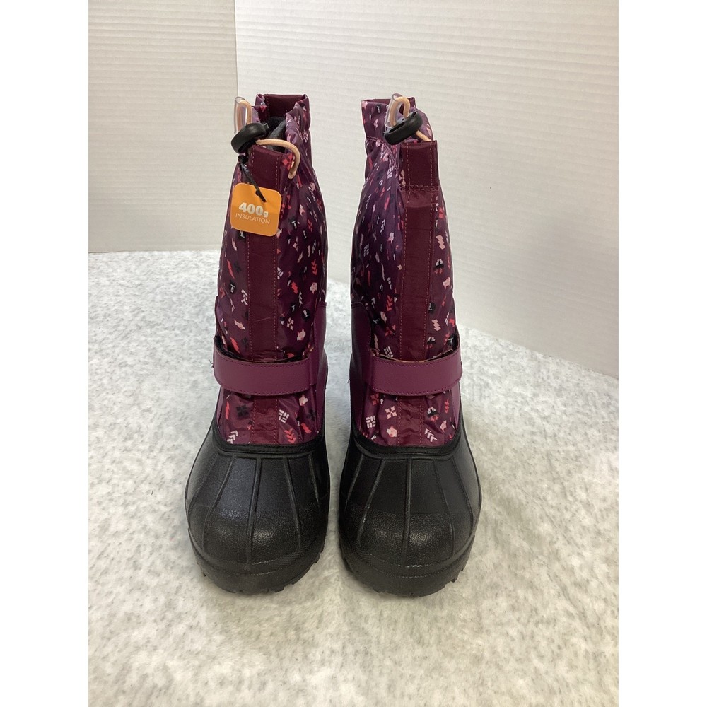 Columbia Youth Powderbug Forty Print Snow Boot Purple Pink 400g Insulated Size 7