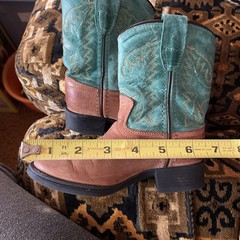 Old West Boots Brown And Turquoise 1905 Youth Size #1e