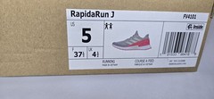 adidas RapidaRun J Mesh Sneakers Gray Pink White US 5 FV4101 Unisex Kids