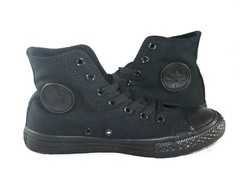 CONVERSE CHUCK TAYLOR ALL STAR 3S121 BLACK MONO CANVAS CASUAL SHOE LITTLE KIDS