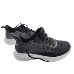 Breathable Black Mesh Lace-Up Running Shoes For boys With Lightweight size 4