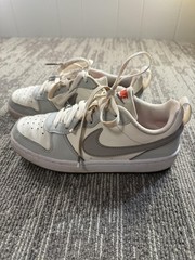 Nike All Day Play Shoes Youth Size 4Y White Gray Leather Sneakers DV5456-127