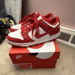 Nike Dunk Low Next Nature Unisex Kids Red/White Leather Sneaker US 7.5