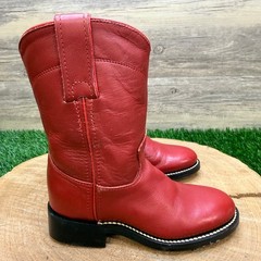 Justin Youth – Size 9B – Red Roper Western Cowboy Boots 3035