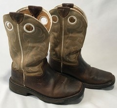 Ariat Workhog Brown Stitched Leather Square Toe Boot 10008644 – Youth Size 1