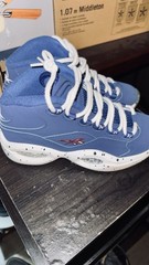 Reebok Question Mid Unisex Kids 4Y Blue/White/Red Leather Mid Top Sneaker