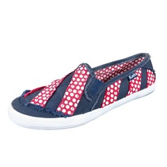 Keds Kids Slip On Sneaker Size 4.5 Casual Canvas Navy Blue Red Polka Dot Stripe