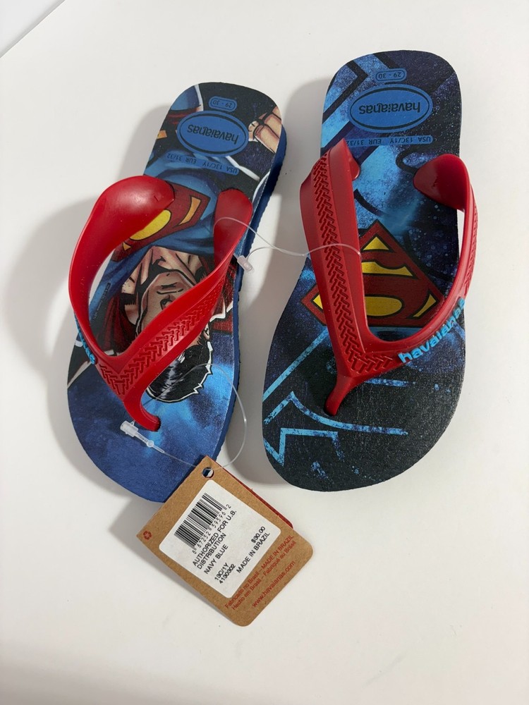 Kids Havaianas Super Man Flip Flops 13C/1Y NWT Retail $30