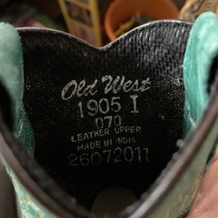 Old West Boots Brown And Turquoise 1905 Youth Size #1e