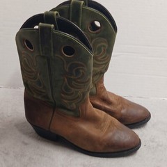 Smoky Mountain Kids Western Cowboy Boots Leather Brown/Green Kids Size 2.5D