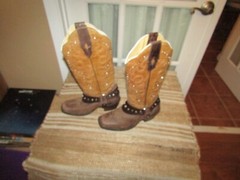 Mexico Brown Harness Leather Square Toe Western Cowgirl Boots Youth sz 4