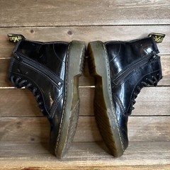 Kids Dr Martens Pascal Black Patent Leather Casual Comfort Combat Boots Size 3 Y