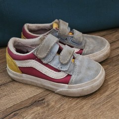 Vans Old Skool V Toddler Size 6 Primary Colors Canvas Hook & Loop Sneakers