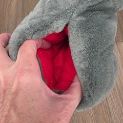 Vintage Grey Plush Dinosaur T-Rex Slippers Size 2-3 XL Non-Slip House Shoes