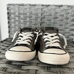 Converse All Star Low Canvas Brown Junior Size 5.5 White Lace Sneakers Great