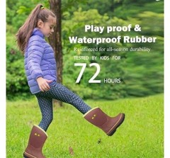 MCIKCC Kids Rubber Rain Boots, Waterproof Solid Classic Pull On Snow Wellies Boo