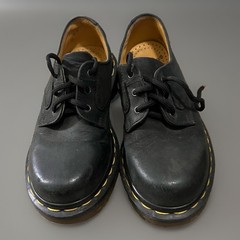 Vintage Dr Martens Original Made In England Leather Black Shoes Kids US 1