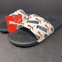 Puma Junior Size 7 Cool Cat Bold Boys BX JR Slide Sandals White Black Red Kid 7C