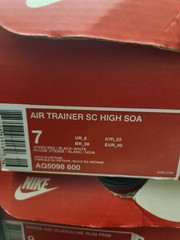 Nike Air Trainer SC High Red Black Leather High Top Sneakers Unisex Kids 7Y