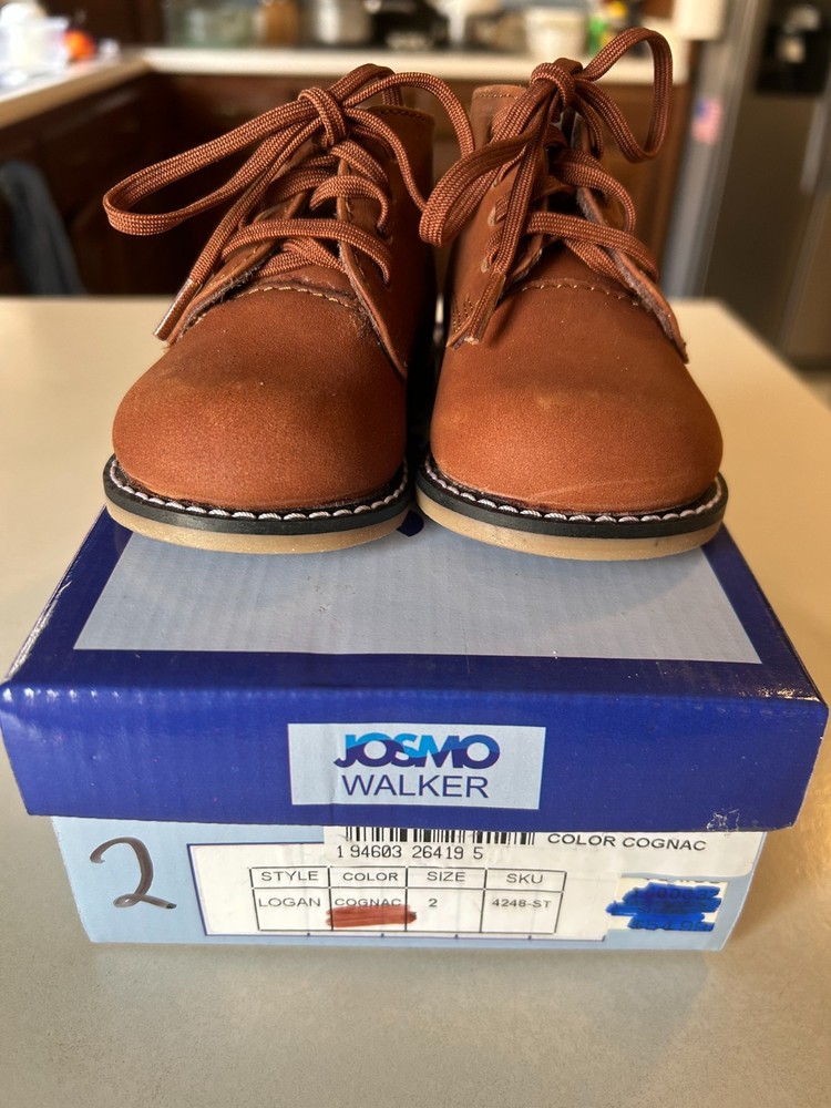 Josmo Baby Hi top 2 Logan Cognac classic Suede Nubuc Rubber bottom Non slip New
