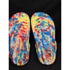 Crocs Kids Classic Fur Lined Clog Marbled Red Blue Yellow Fuzzy Shoes Size J3