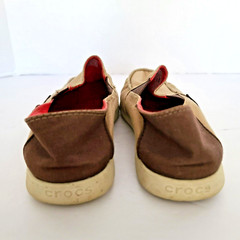 CROCS Shoes Junior Youth Kids J4 Tan SANTA CRUZ LOAFER 14079 Canvas Slip On