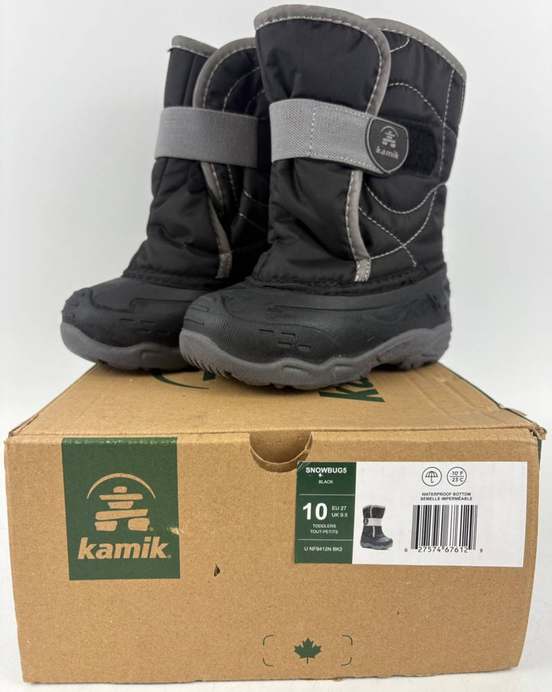 Kamik Kids Snowbug 5 Winter Snow Boot Waterproof-Black- Size 10- Toddlers