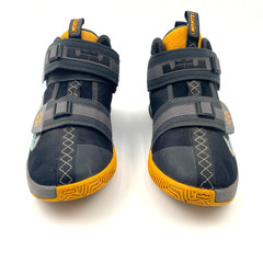 Nike LeBron Soldier 13 Grey Yellow Basketball No Lace Shoes AR7585-070 Size 4Y