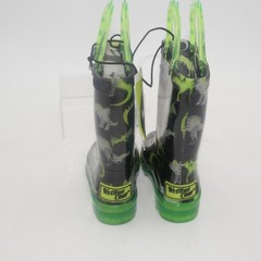 NEW Western Chief Dinosaur Light Up Rain Boots Green Pull Up Toddler Boys 5