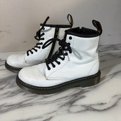 Doc Dr Martens White Lace Up Boots 1460 Size 3 Junior Youth Leather Grunge