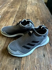 Adidas Ortholite Ecofit Kids Sneakers Gray Black Knit Laceless Round Toe SIZE 1