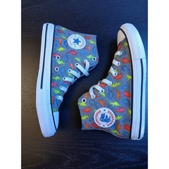 Converse Chuck Taylor All Star Dinoverse Grey Dinosaur High Top Shoes 666200C 2Y
