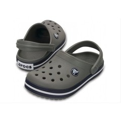Crocs Crocband Smoke Gray Navy Clogs Water Shoes Size US 3 J3 Casual Sandals EUC